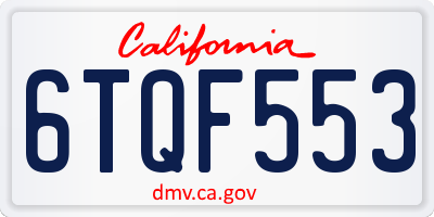 CA license plate 6TQF553