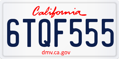 CA license plate 6TQF555