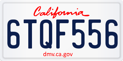 CA license plate 6TQF556