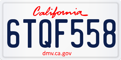 CA license plate 6TQF558