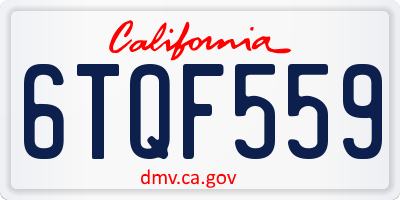 CA license plate 6TQF559