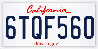 CA license plate 6TQF560