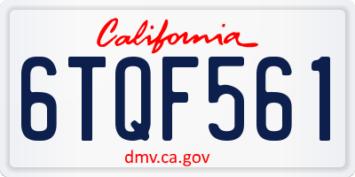 CA license plate 6TQF561