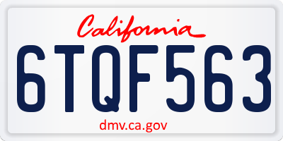 CA license plate 6TQF563