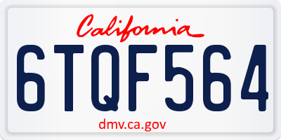 CA license plate 6TQF564