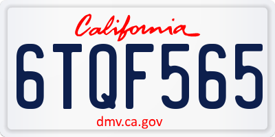 CA license plate 6TQF565