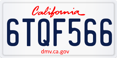 CA license plate 6TQF566