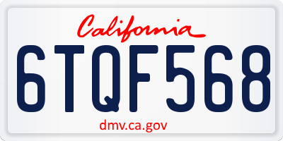 CA license plate 6TQF568