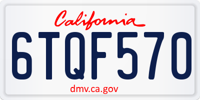 CA license plate 6TQF570