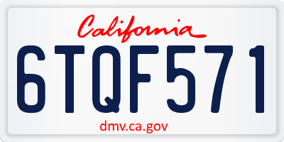 CA license plate 6TQF571