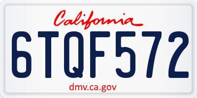 CA license plate 6TQF572