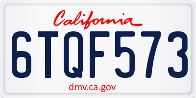 CA license plate 6TQF573