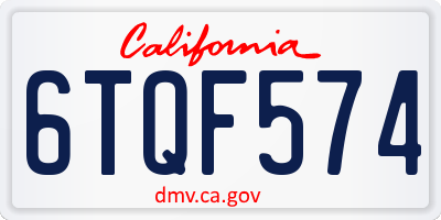 CA license plate 6TQF574