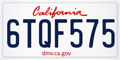 CA license plate 6TQF575