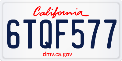 CA license plate 6TQF577