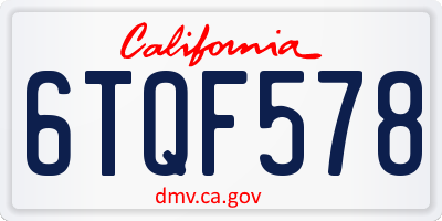 CA license plate 6TQF578