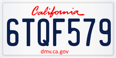 CA license plate 6TQF579