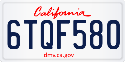 CA license plate 6TQF580