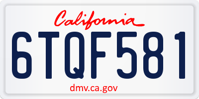 CA license plate 6TQF581