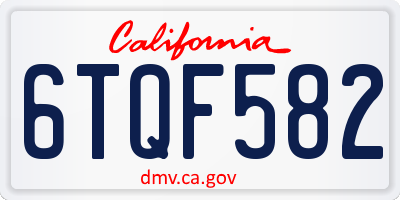 CA license plate 6TQF582
