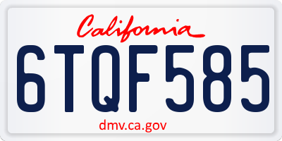 CA license plate 6TQF585