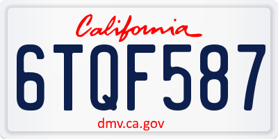 CA license plate 6TQF587