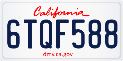 CA license plate 6TQF588