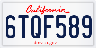 CA license plate 6TQF589