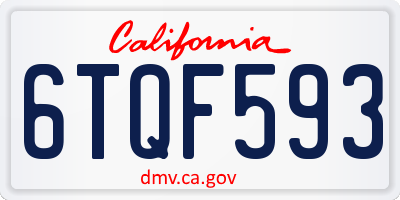 CA license plate 6TQF593