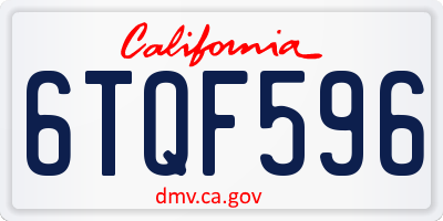 CA license plate 6TQF596