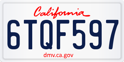 CA license plate 6TQF597