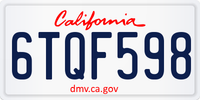 CA license plate 6TQF598