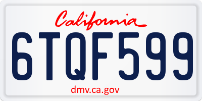 CA license plate 6TQF599