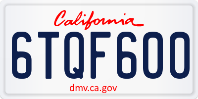 CA license plate 6TQF600