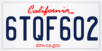 CA license plate 6TQF602