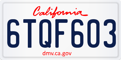 CA license plate 6TQF603
