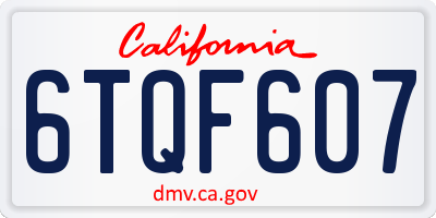 CA license plate 6TQF607