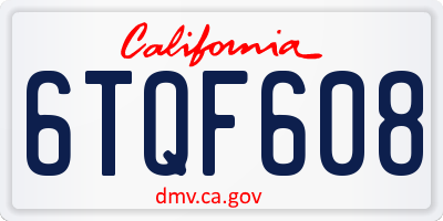 CA license plate 6TQF608