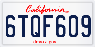 CA license plate 6TQF609