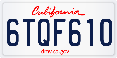 CA license plate 6TQF610