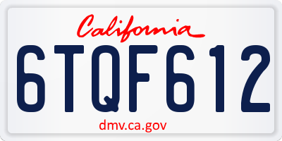 CA license plate 6TQF612