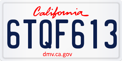 CA license plate 6TQF613