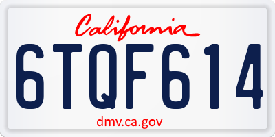 CA license plate 6TQF614
