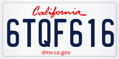 CA license plate 6TQF616