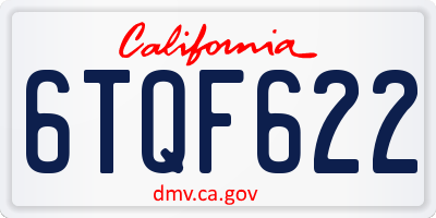 CA license plate 6TQF622