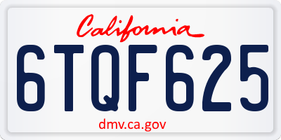 CA license plate 6TQF625