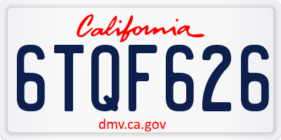 CA license plate 6TQF626