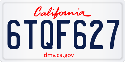 CA license plate 6TQF627