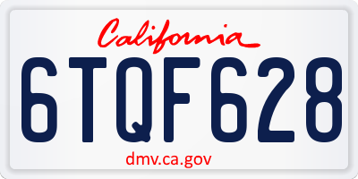 CA license plate 6TQF628