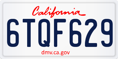 CA license plate 6TQF629